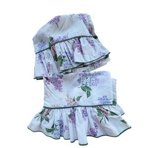 2 Cannon Lilac Floral Standard Queen Pillowcase Ruffle Trim Cotton Blend NO IRON